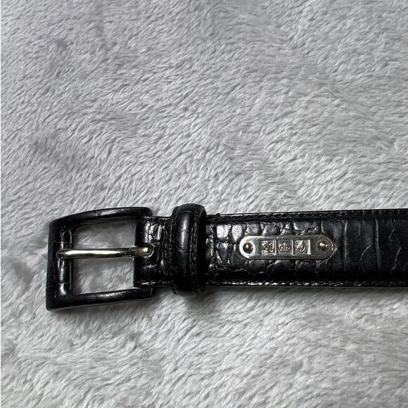 Rare Ralph Lauren Equestrian Black Italian Leather Belt Medium Croc Embossed USA main image 11